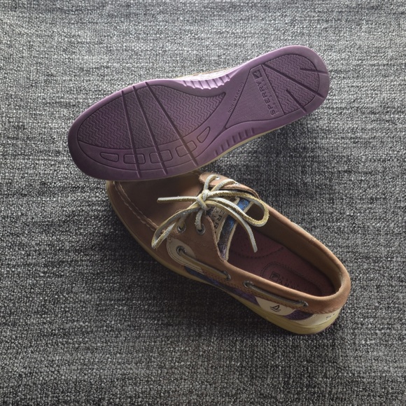 Purple and Blue Plaid Sperry Topsider Shoes - Picture 3 of 6
